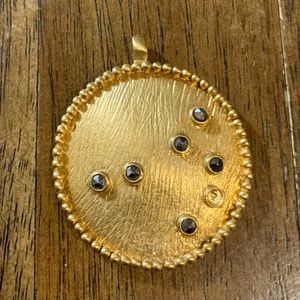 Satya 18K Gold Plated Brushed Coin Pleiades (7 Sisters) Pendant, missing a stone